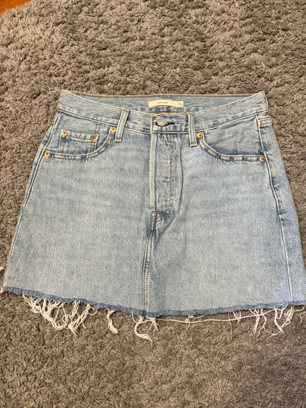 Levi's Light Blue Denim Mini Skirt with Frayed Hem